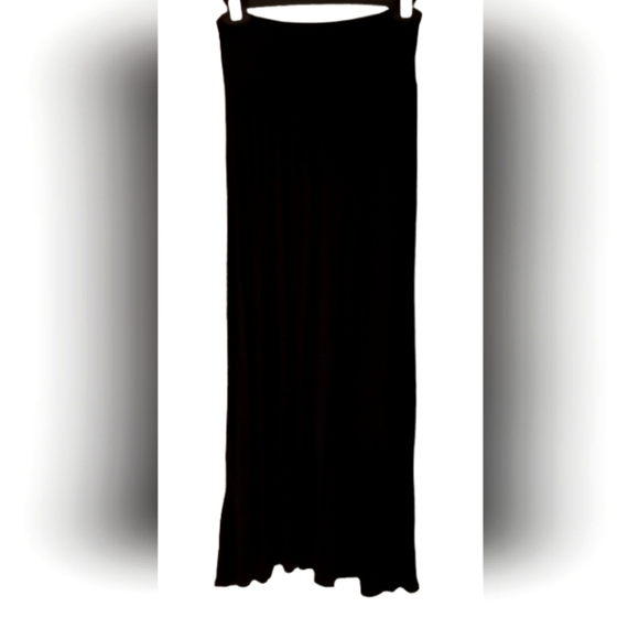 Long Black Skirt Adjustable Waist Stretch Material S/M Cotton Pleated Full Skirt - Picture 1 of 6